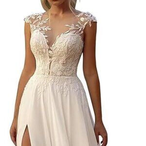 Wedding Dress for Bride Boho Beach Lace Appliques Mermaid Bridal Gowns with Trai
